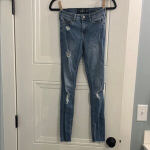 Hollister Mid-rise Crop Super Skinny stretch Light Blue Jeans 00L/23